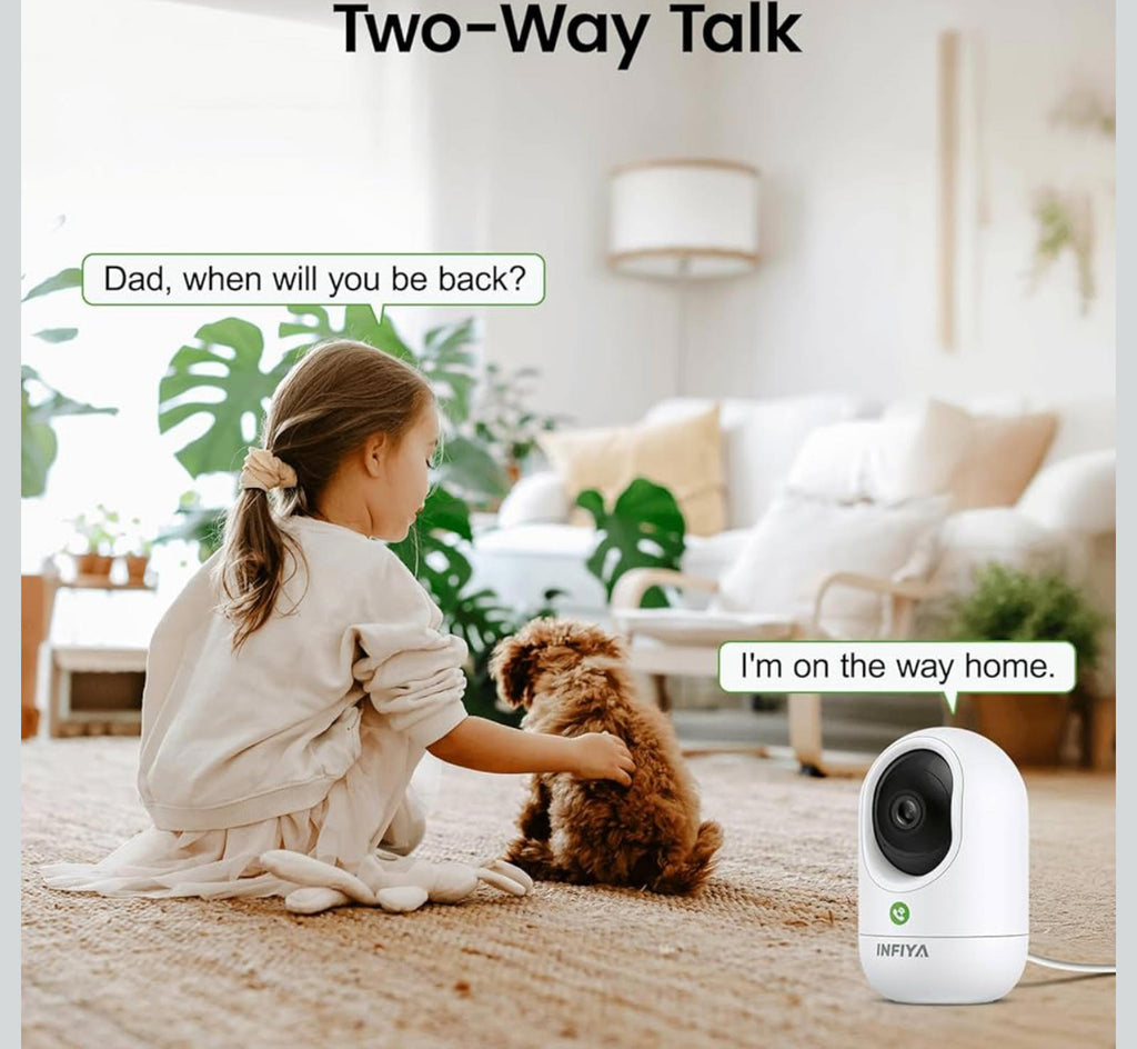 (MSRP $59.99) Infiya 2K Indoor 360° Security Camera – Motion Track, One-Tap Call