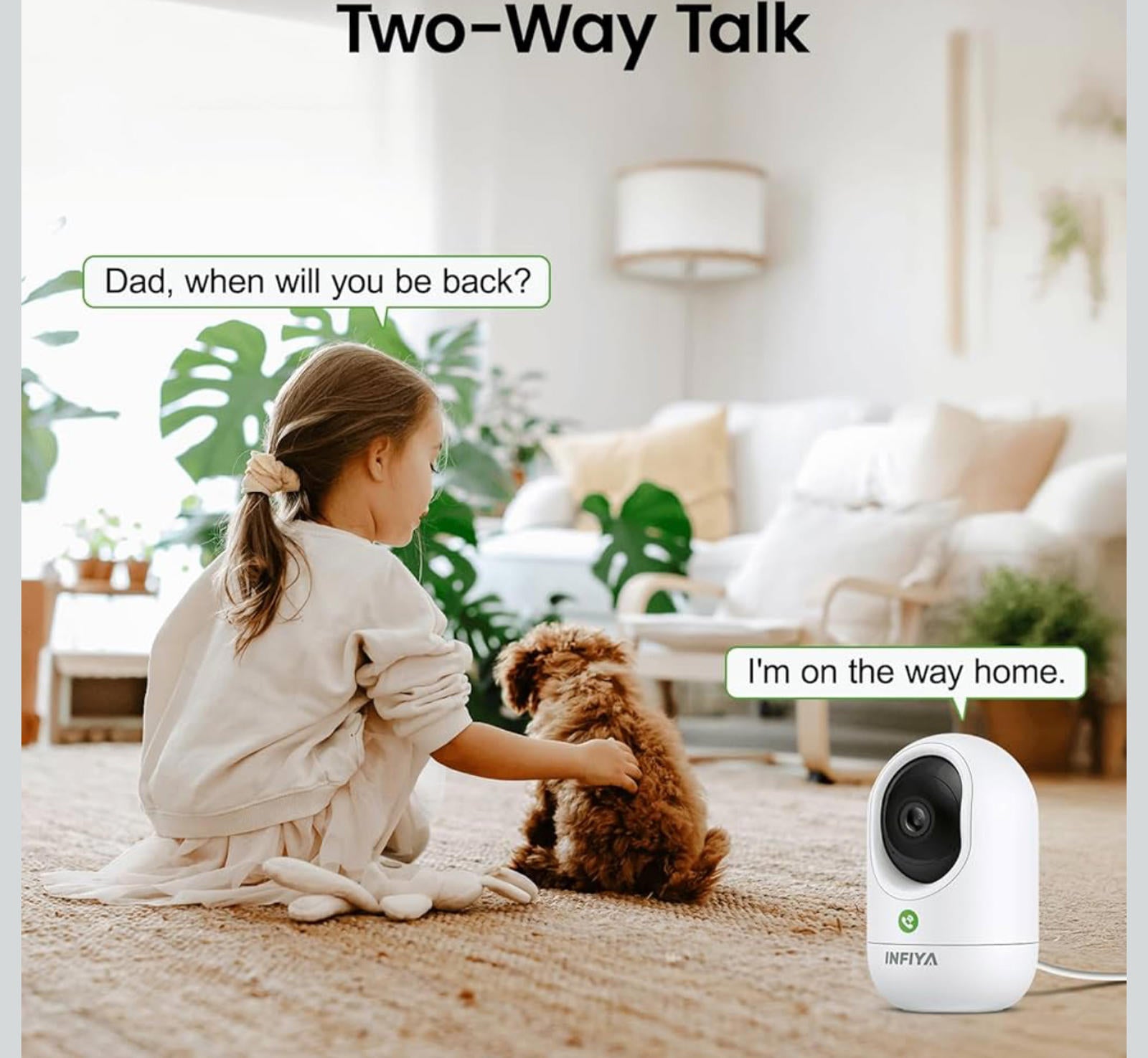 (MSRP $59.99) Infiya 2K Indoor 360° Security Camera – Motion Track, One-Tap Call
