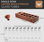 (NEW MSRP $49.99) Coffee Dosing Tubes with Wood Stand & Funnel – 10× 2oz Vials ☕