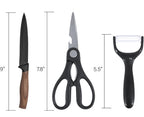 (MSRP $39.95) 6‑Pc Stainless Steel Kitchen Knife Set, Wood-Grain Handles