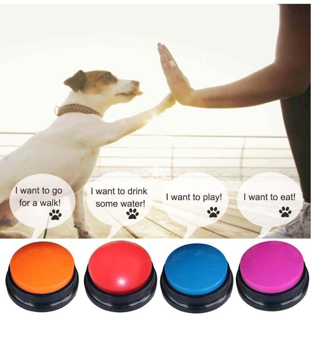 (NEW MSRP $24.99) 4 Color Voice Recording Button, Dog Buttons for Pet Training