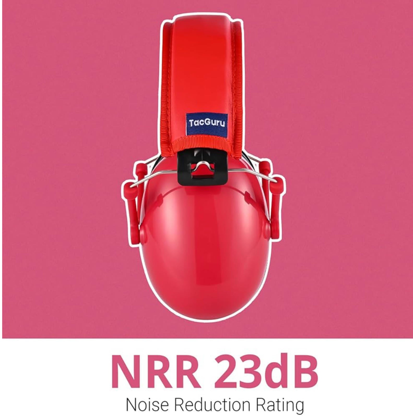 (MSRP $29.99) Kids Ear Protection Earmuffs – 23 dB Reduction, Red TacGuru 130