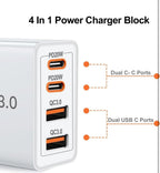 (MSRP $19.99) 2-Pack 40W 4-Port PD Fast Charger with 2×USB-C, 2× USB-A Cables