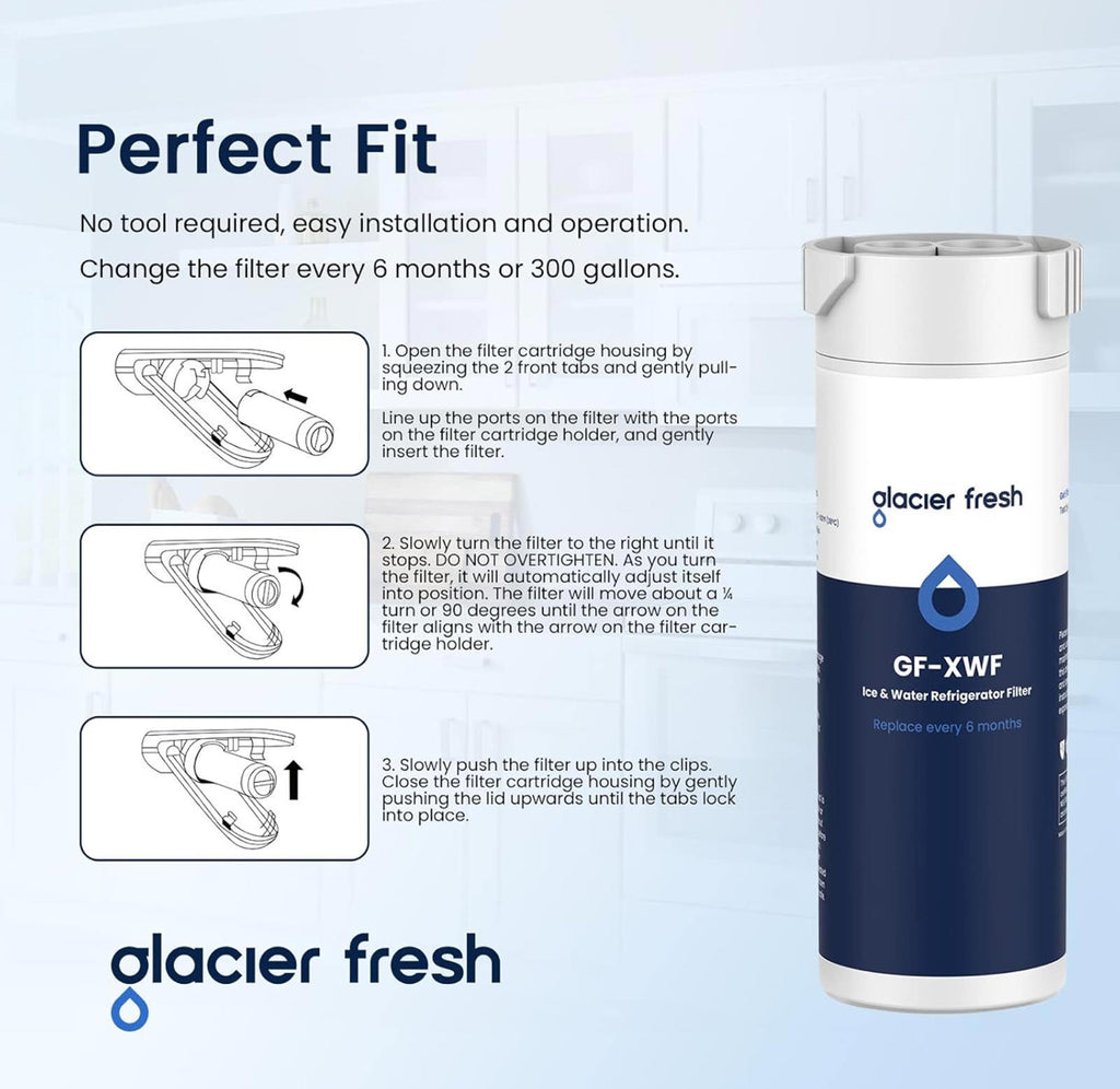 (MSRP $19.99) GLACIER FRESH XWF Refrigerator Water Filter – 6.4oz, NSF Certified