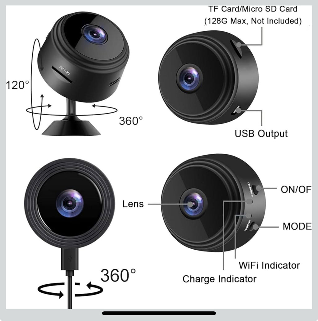 (MSRP $29.99) ZMDCAM Mini Spy Camera – 1080P WiFi Hidden Cam, Night Vision, 24/7