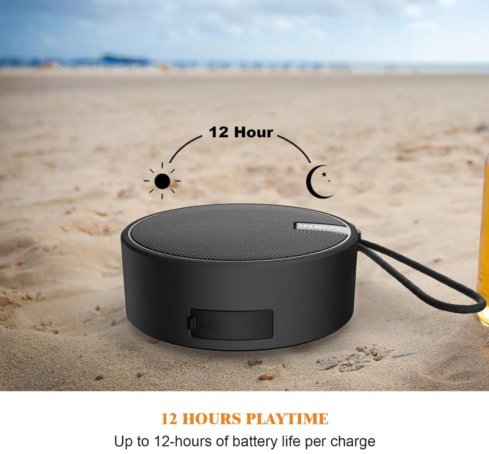 (MSRP $34.99) IPX7 Waterproof Shower Bluetooth Speaker – Portable Mini Speaker