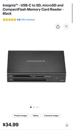 (MSRP $34.99) Insignia USB-C to SD, microSD & CompactFlash Memory Card Reader