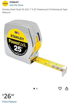 (NEW MSRP $26.99) Stanley PowerLock II Professional Tape Measure, 1″ × 25′