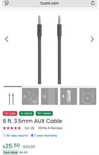 (NEW MSRP $25) PWRSYNC 6 Ft. 3.5 Mm Aux Cable