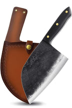 (MSRP $39.99) Serbian Chef Knife – Forged Cleaver with BROWN Leather Sheath