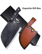 (MSRP $39.99) Serbian Chef Knife – Forged Cleaver with BROWN Leather Sheath