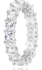 (MSRP $59.99) Sterling Silver Princess Cut All-Around Band Ring (Size 8)