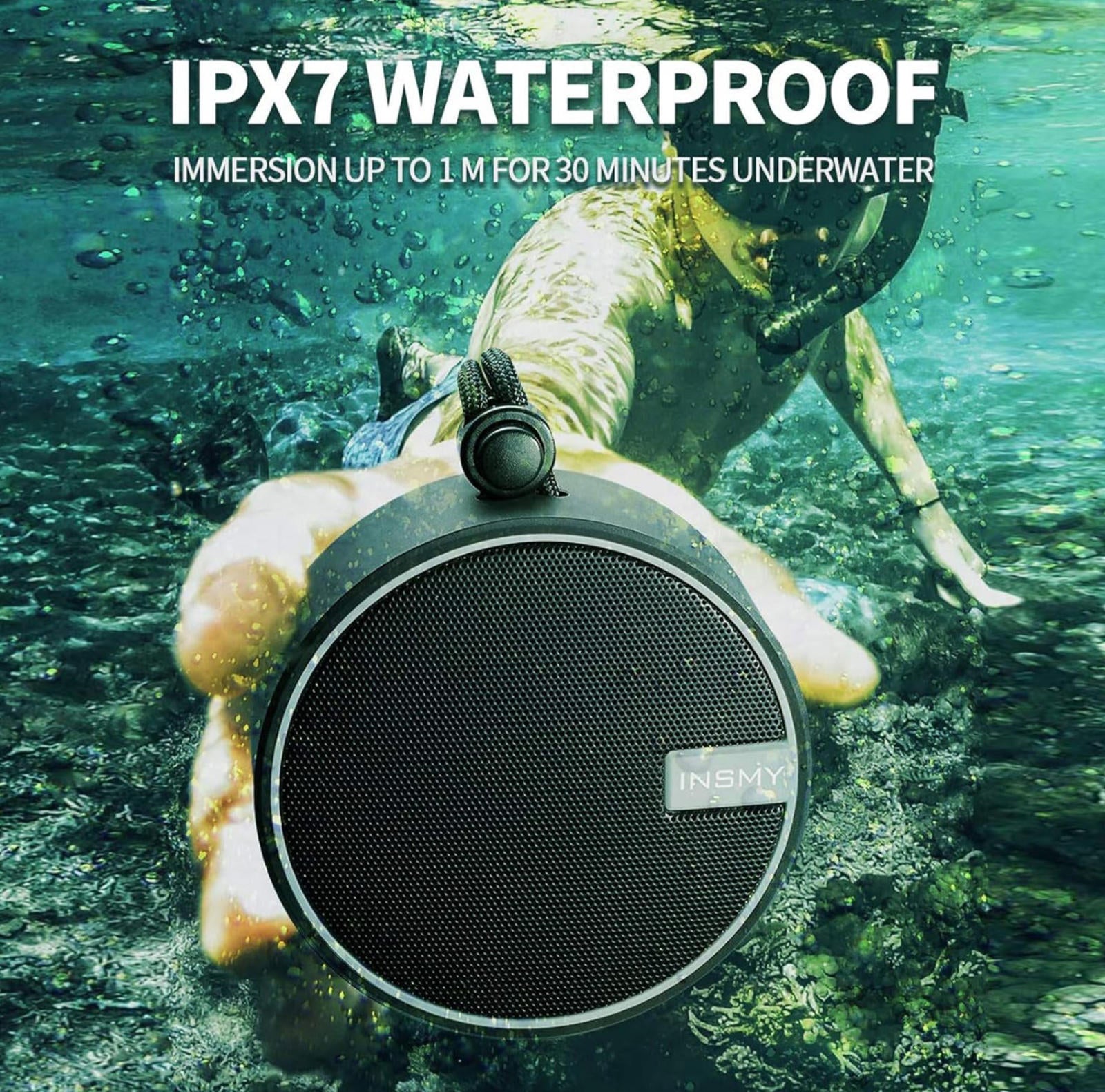 (MSRP $34.99) IPX7 Waterproof Shower Bluetooth Speaker – Portable Mini Speaker