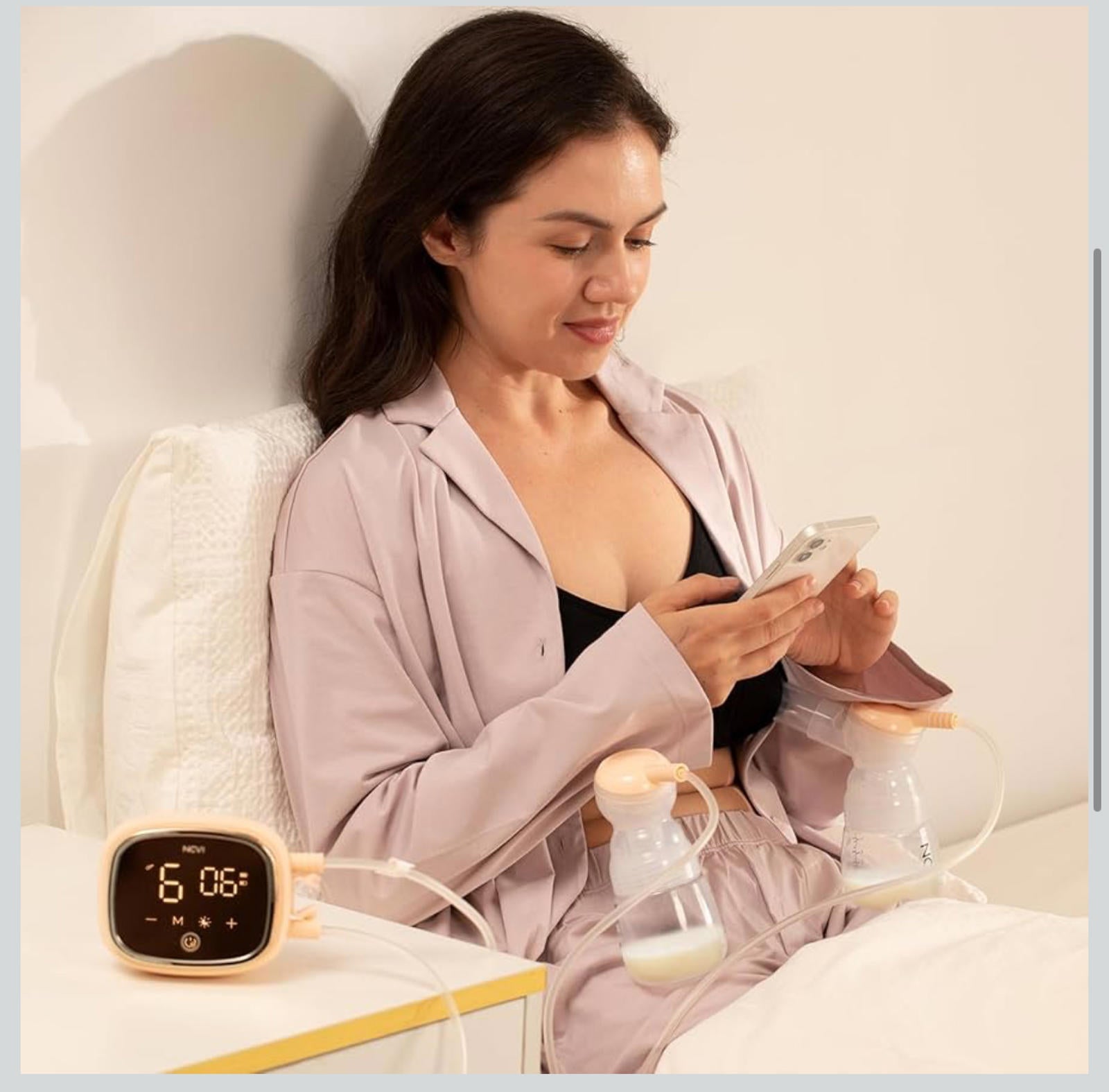 (MSRP $89.99) NCVI Double Electric Breast Pump – 4400mAh Battery, Night Light
