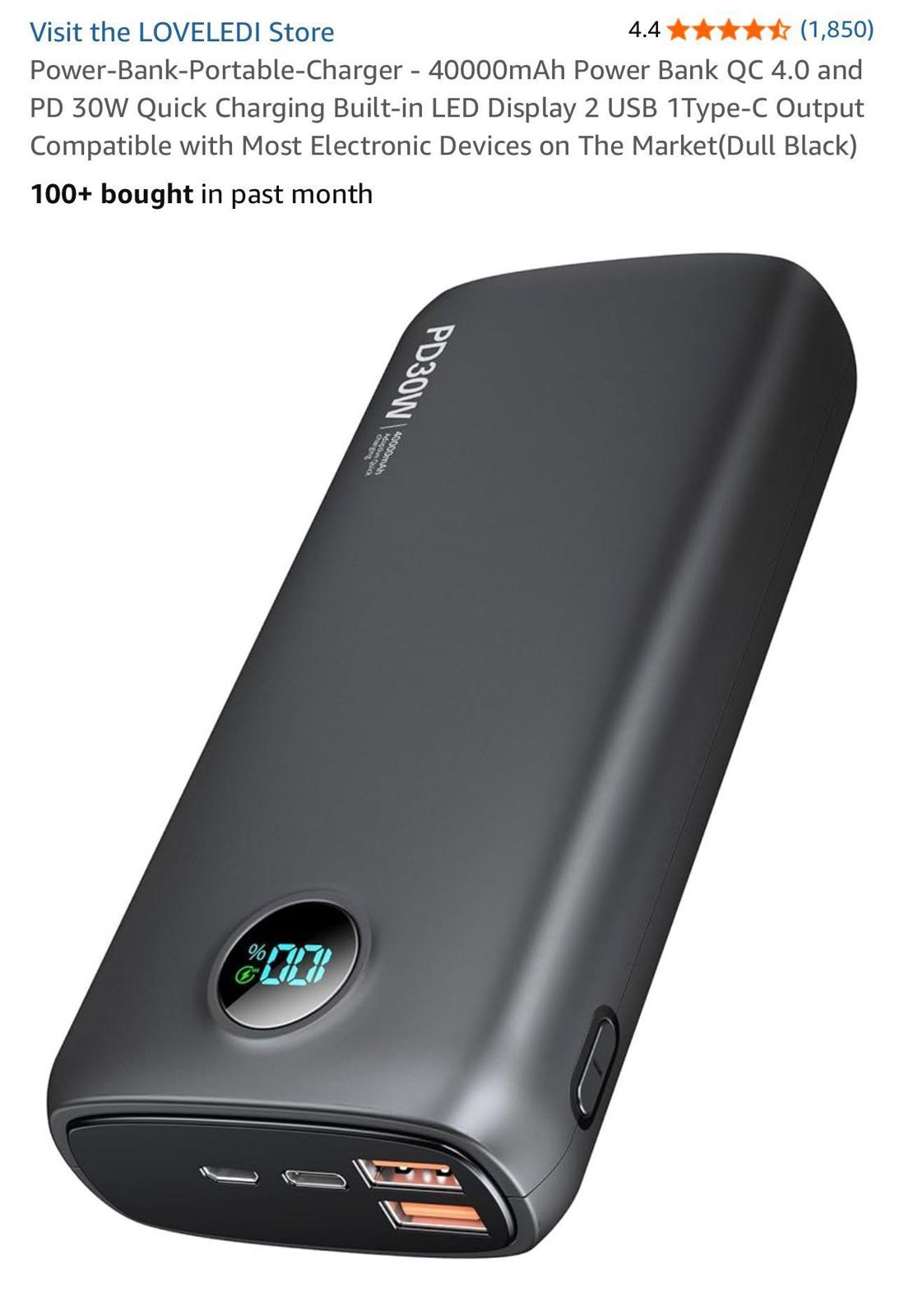 (NEW MSRP $39.99)  40000mAh Power Bank QC4.0 u0026 PD30W with LED Display