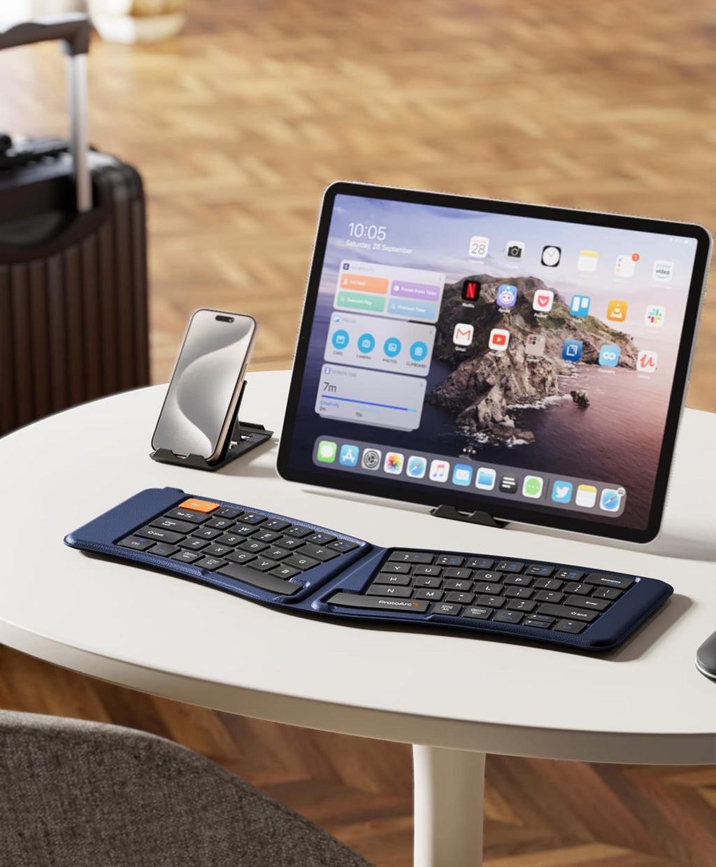 (MSRP $51.99) ProtoArc XK03 Split Foldable Bluetooth Keyboard – Ultra-Slim, Ergo