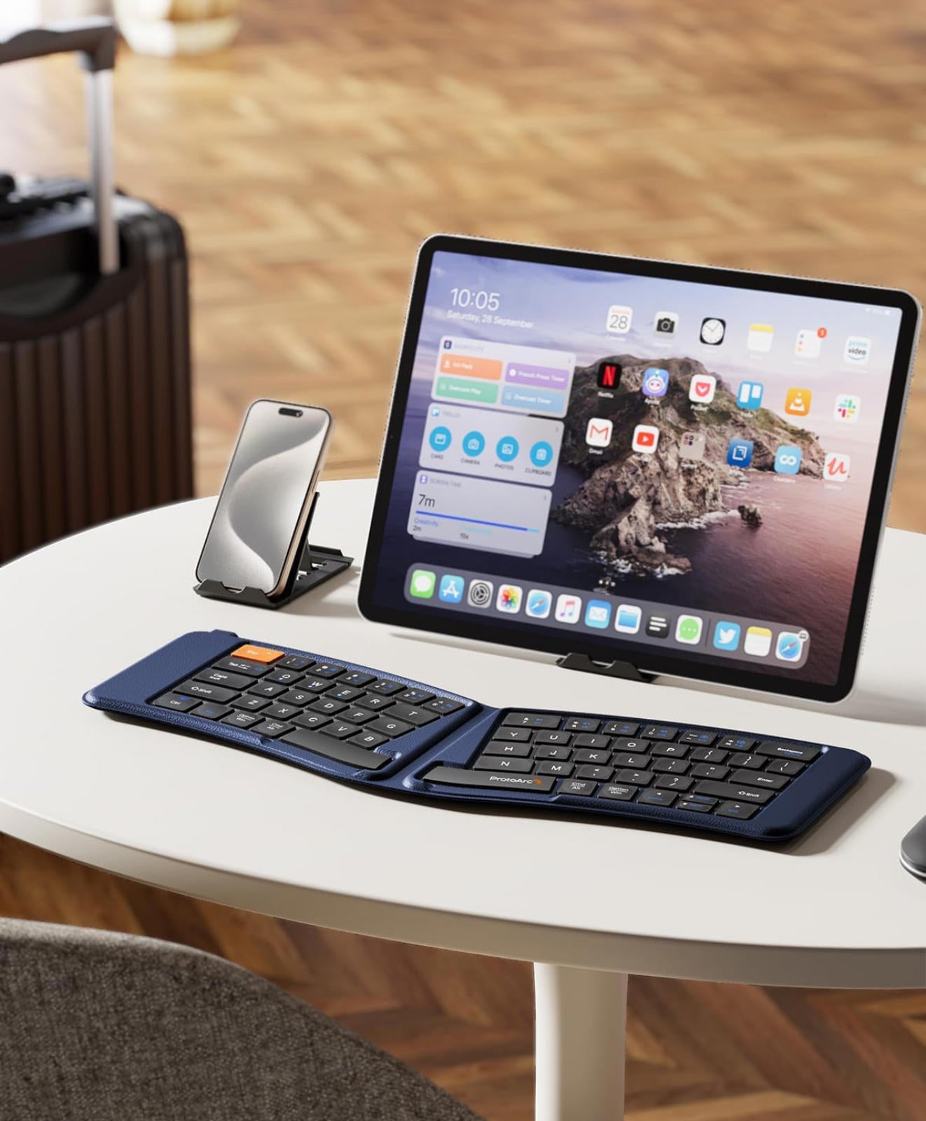 (MSRP $51.99) ProtoArc XK03 Split Foldable Bluetooth Keyboard – Ultra-Slim, Ergo