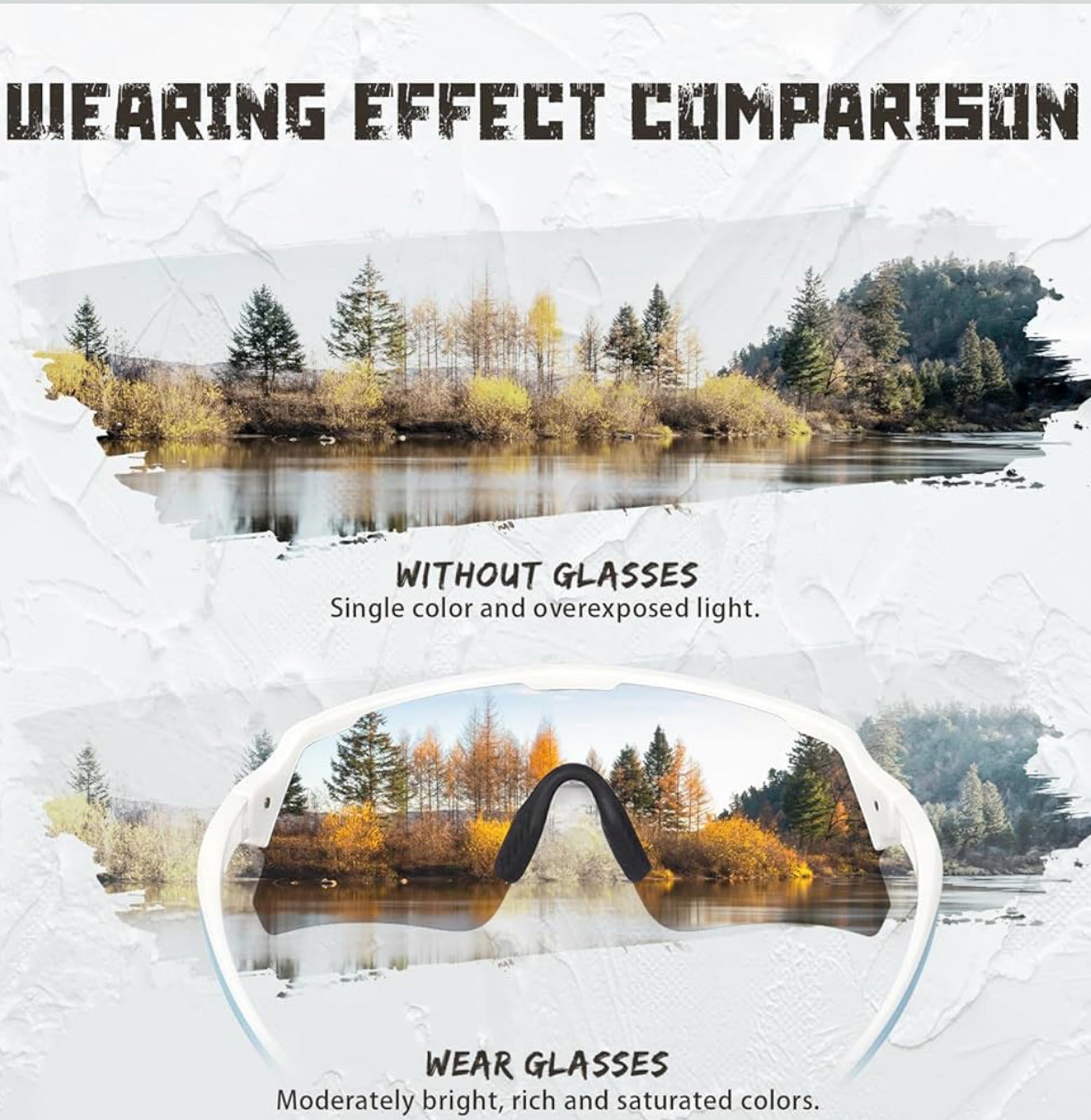 (MSRP $24.99) OUWOR Polarized Cycling Glasses UV400, unisex, Clear & Smoke Lens
