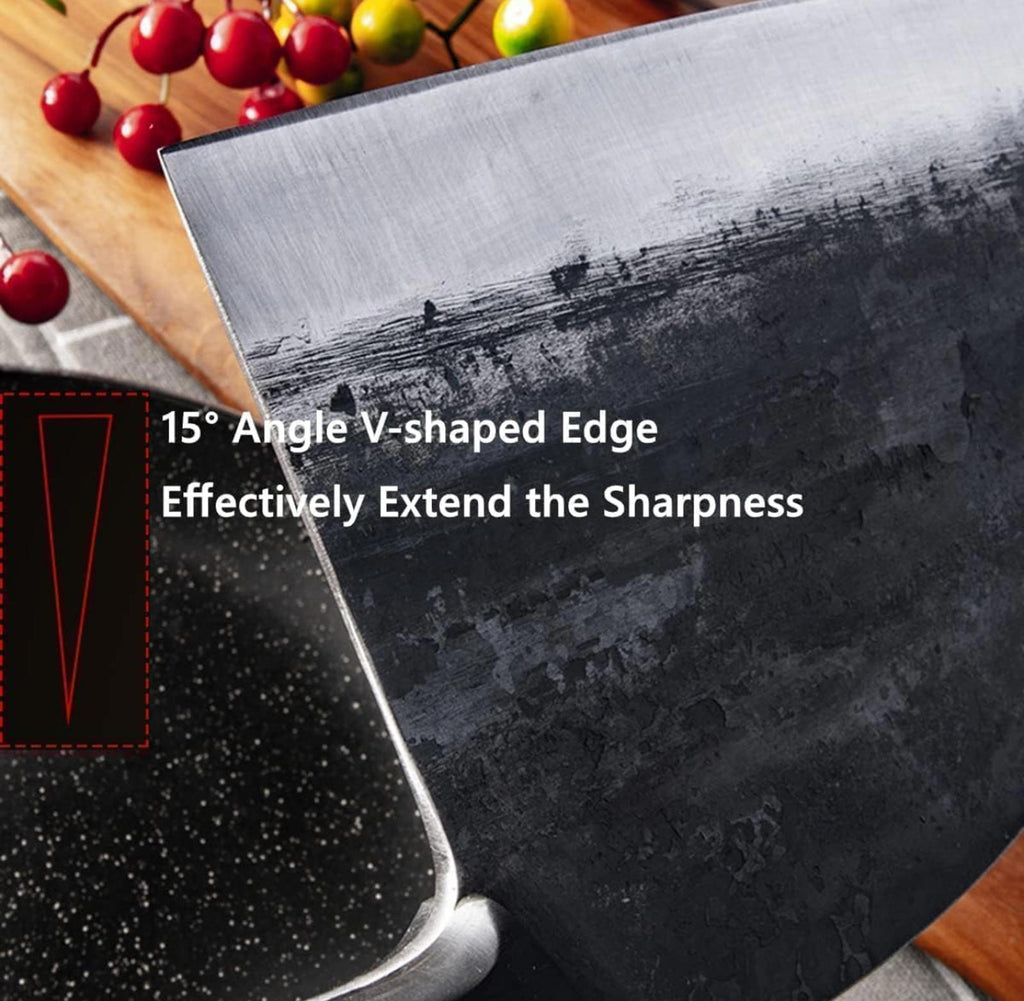 (MSRP $39.99) Serbian Chef Knife – Forged Cleaver with BLACK Leather Sheath