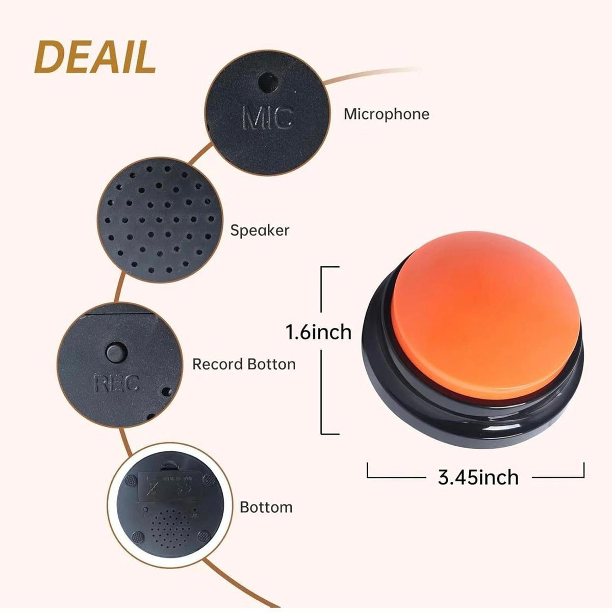 (NEW MSRP $24.99) 4 Color Voice Recording Button, Dog Buttons for Pet Training